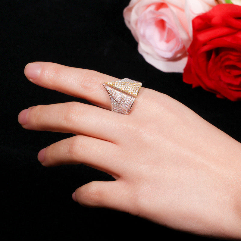 jewelvyn silver plated studded with zirconia three tone ring