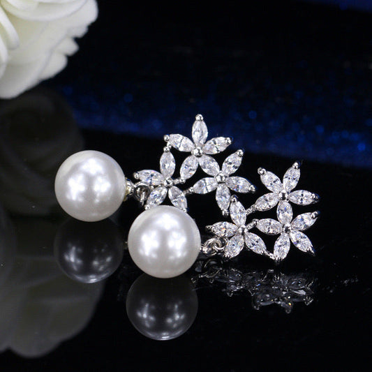 jewelvyn  Silver Plated Studded With Zirconia Diamond Earrings