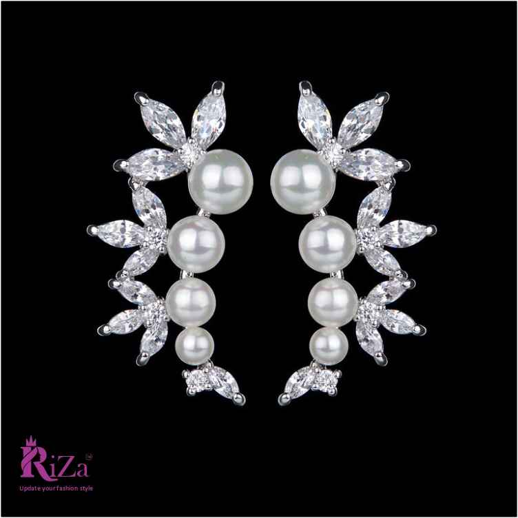 jewelvyn Silver Plated Studded With Zirconia Diamond Earrings