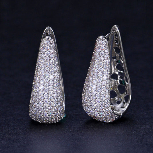 jewelvyn Silver Plated Studded With Zirconia Diamond Earrings