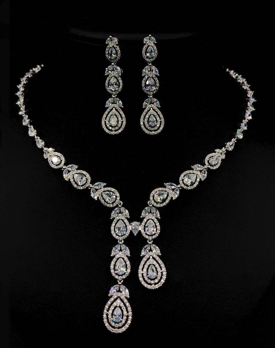 jewelvyn Silver Plated Studded With Zirconia Diamond With Multi Colour Necklace