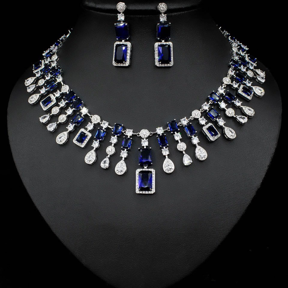 jewelvyn Silver Plated Studded With Zirconia Diamond With Multi Colour Necklace