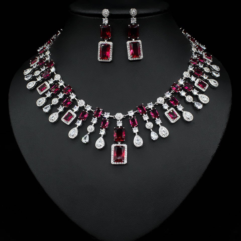 jewelvyn Silver Plated Studded With Zirconia Diamond With Multi Colour Necklace