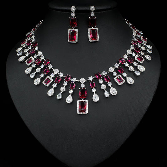 jewelvyn Silver Plated Studded With Zirconia Diamond With Multi Colour Necklace