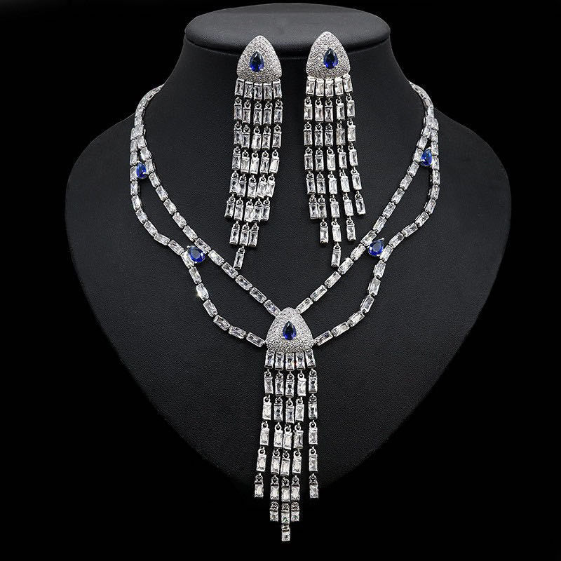 jewelvyn Silver Plated Studded With Zirconia Diamond With Multi Colour Necklace