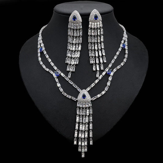 jewelvyn Silver Plated Studded With Zirconia Diamond With Multi Colour Necklace