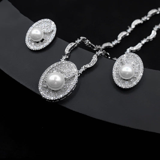 jewelvyn Silver Plated Studded With Zirconia Diamond Necklace