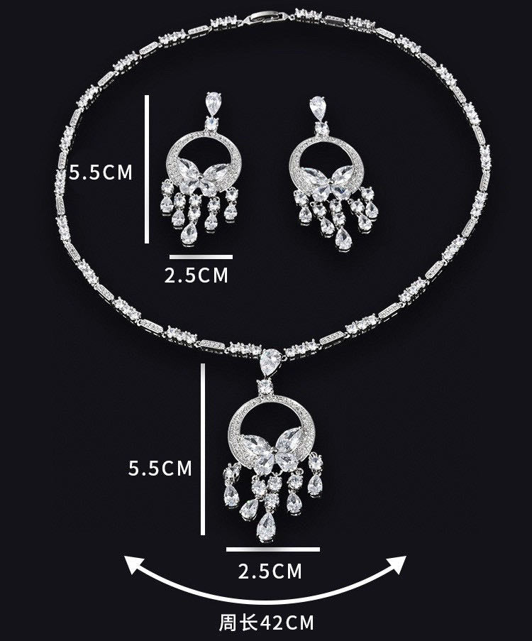 jewelvyn Silver Plated Studded With Zirconia Diamond Necklace