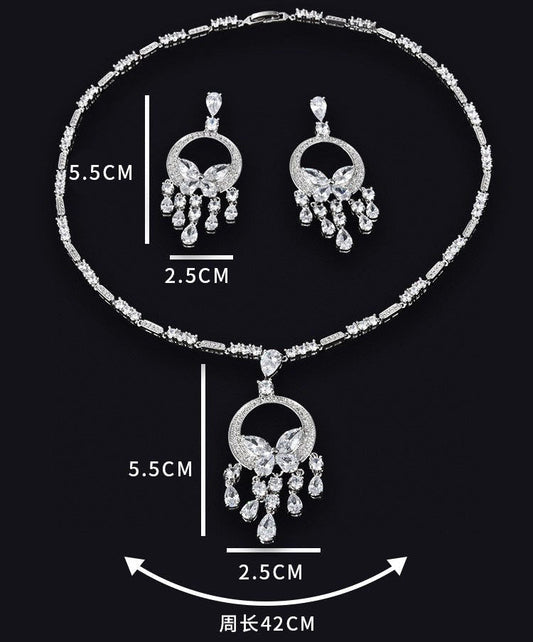 jewelvyn Silver Plated Studded With Zirconia Diamond Necklace