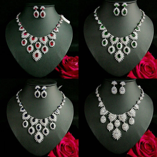 jewelvyn Silver Plateda Studded With Zirconia Diamond with Multi Colour Necklace