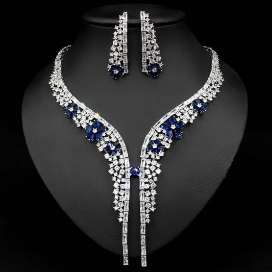 Jewelvyn Silver Plated Studded With Zirconia Diamond With Multi Colour Necklace