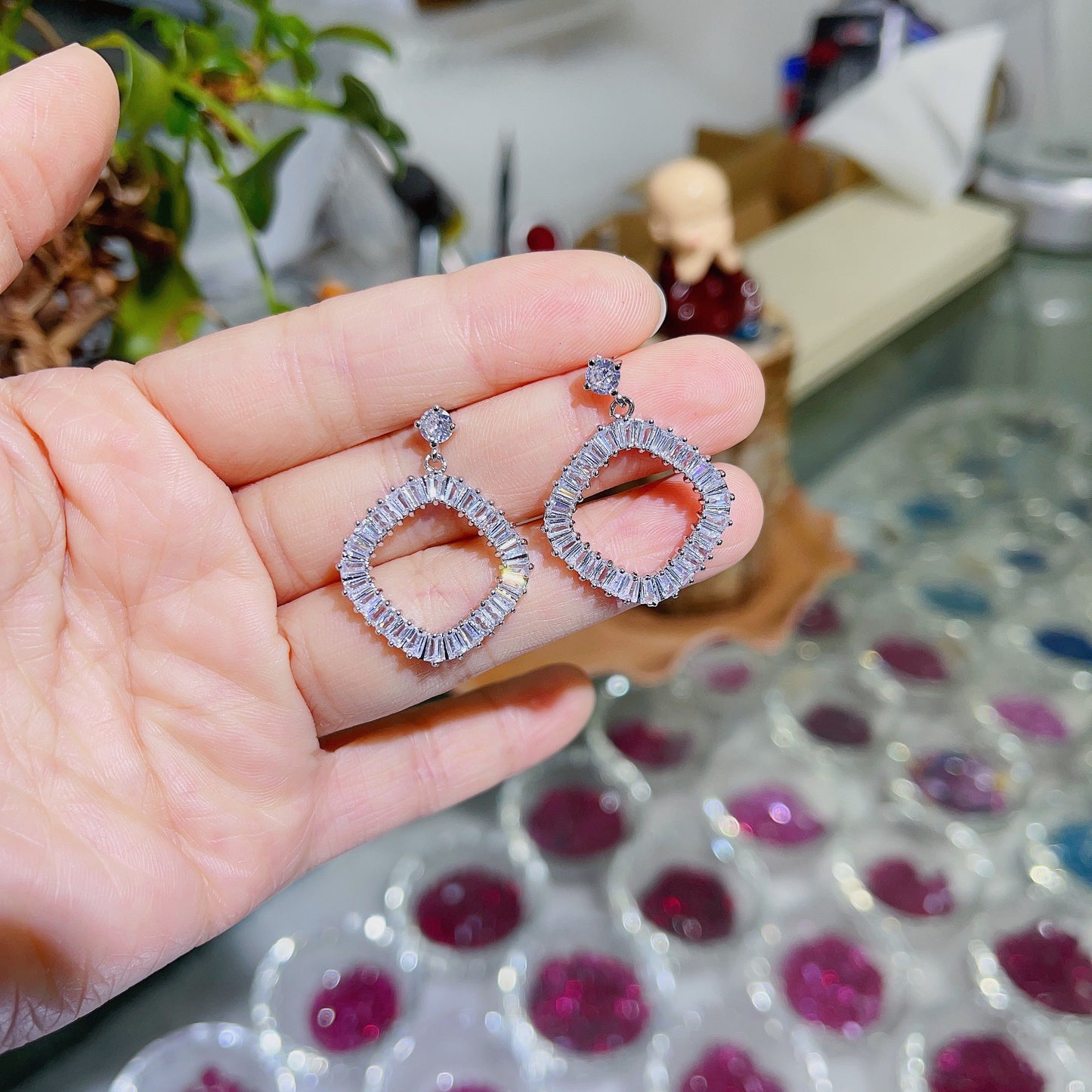 jewelvyn Silver Plated Studded With Zirconia Diamond Earrings