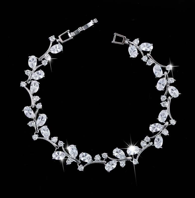 jewelvyn Silver Plated Studded With Zircoina Diamond With Multi Stone Bracelate
