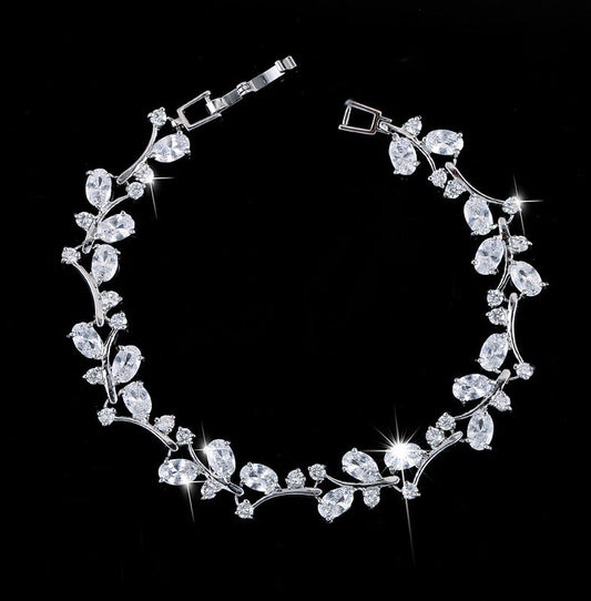 jewelvyn Silver Plated Studded With Zircoina Diamond With Multi Stone Bracelate