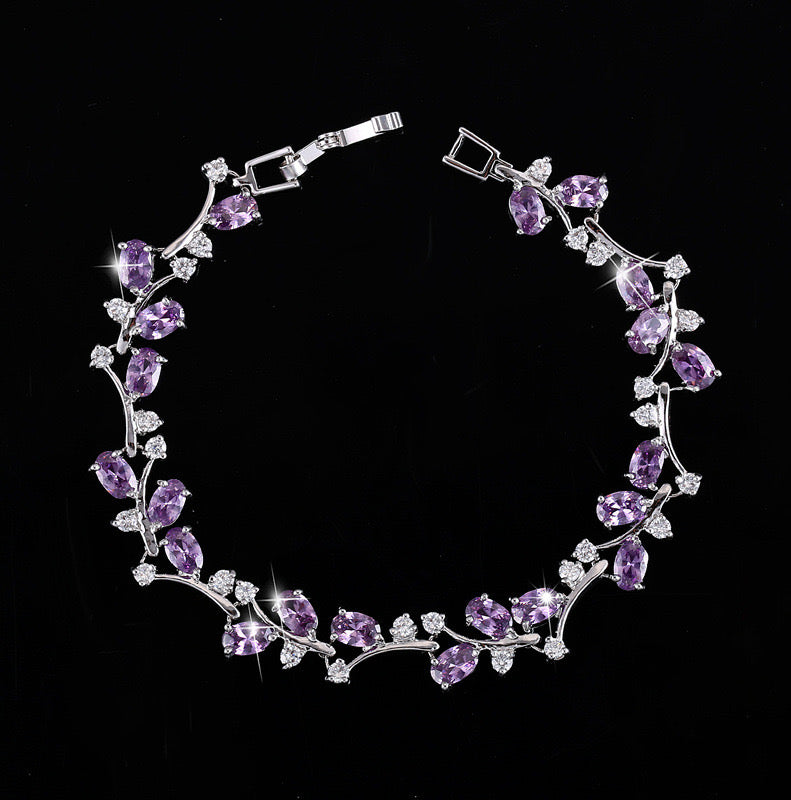 jewelvyn Silver Plated Studded With Zircoina Diamond With Multi Stone Bracelate