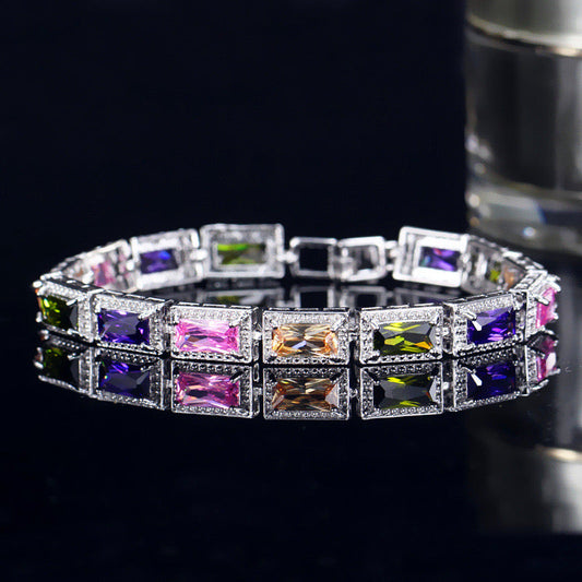 jewelvyn Silver Plated Studded With Zirconia Diamond With Multi Stone Bracelate