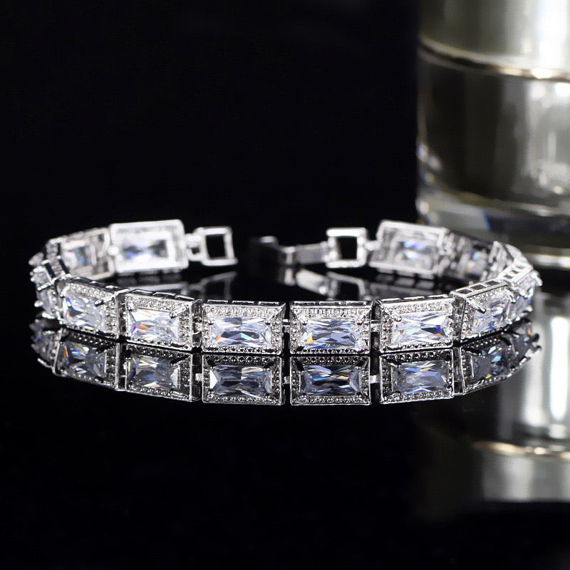 jewelvyn Silver Plated Studded With Zirconia Diamond With Multi Stone Bracelate