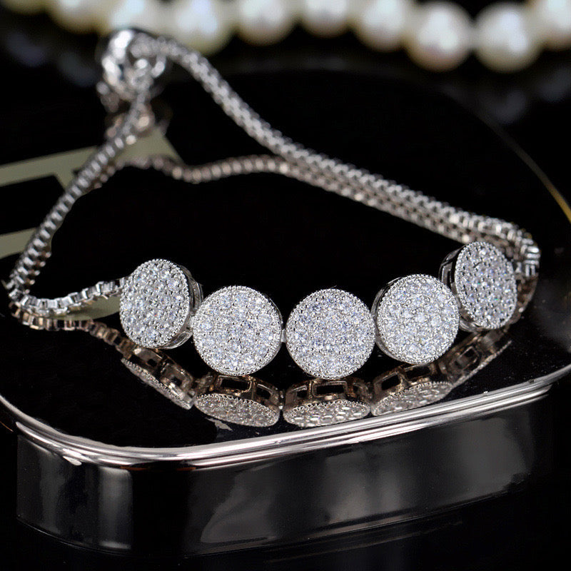 jewelvyn Silver Plated Studded With Zirconia Diamond With Multi Stone Bracelate