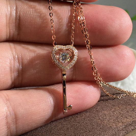 jewelvyn  Rose Plated Studded With Cubic Zirconia Diamond Chain Pendant
