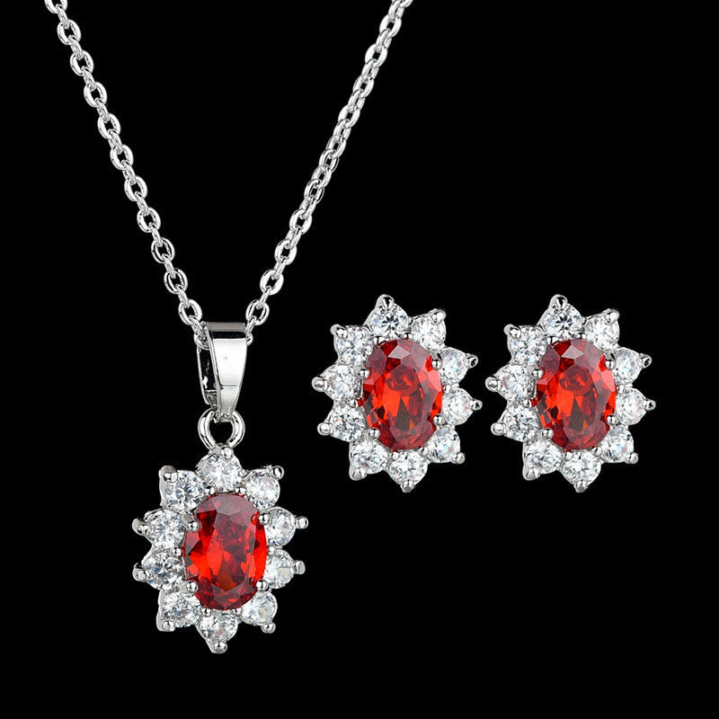 jewelvyn Silver Plated Studded With Zirconia Diamond Chain PendantSet