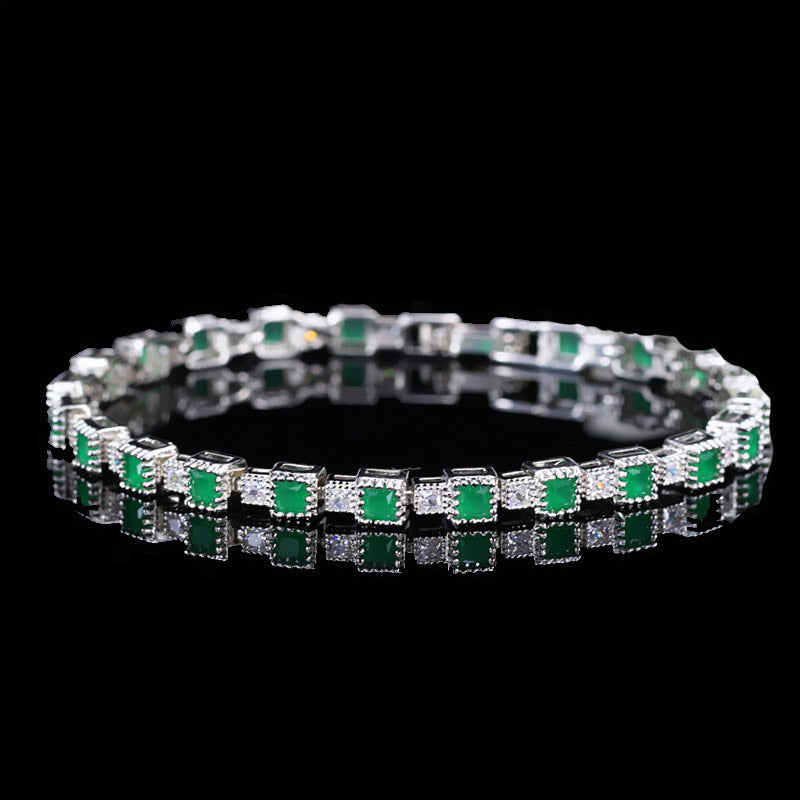 jewelvyn Silver Plated Studded With Zirconia Diamond With Multi Stone Bracelet