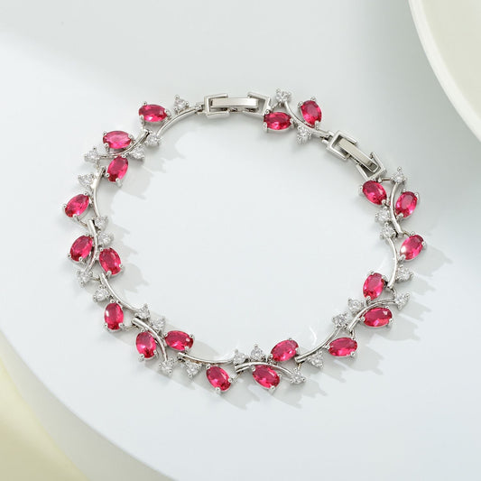 jewelvyn Silver Plated Studded With Zirconia Diamond With Stone Bracelet