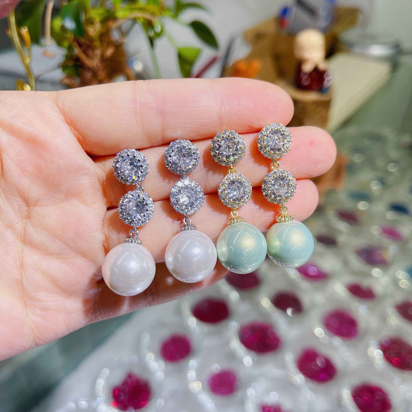 jewelvyn Silver Plated Studded With Zirconia Diamond With Earrings