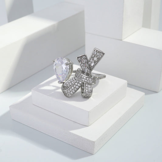 jewelvyn Silver plated studded with cubic  zirconia diamond Silver Ring