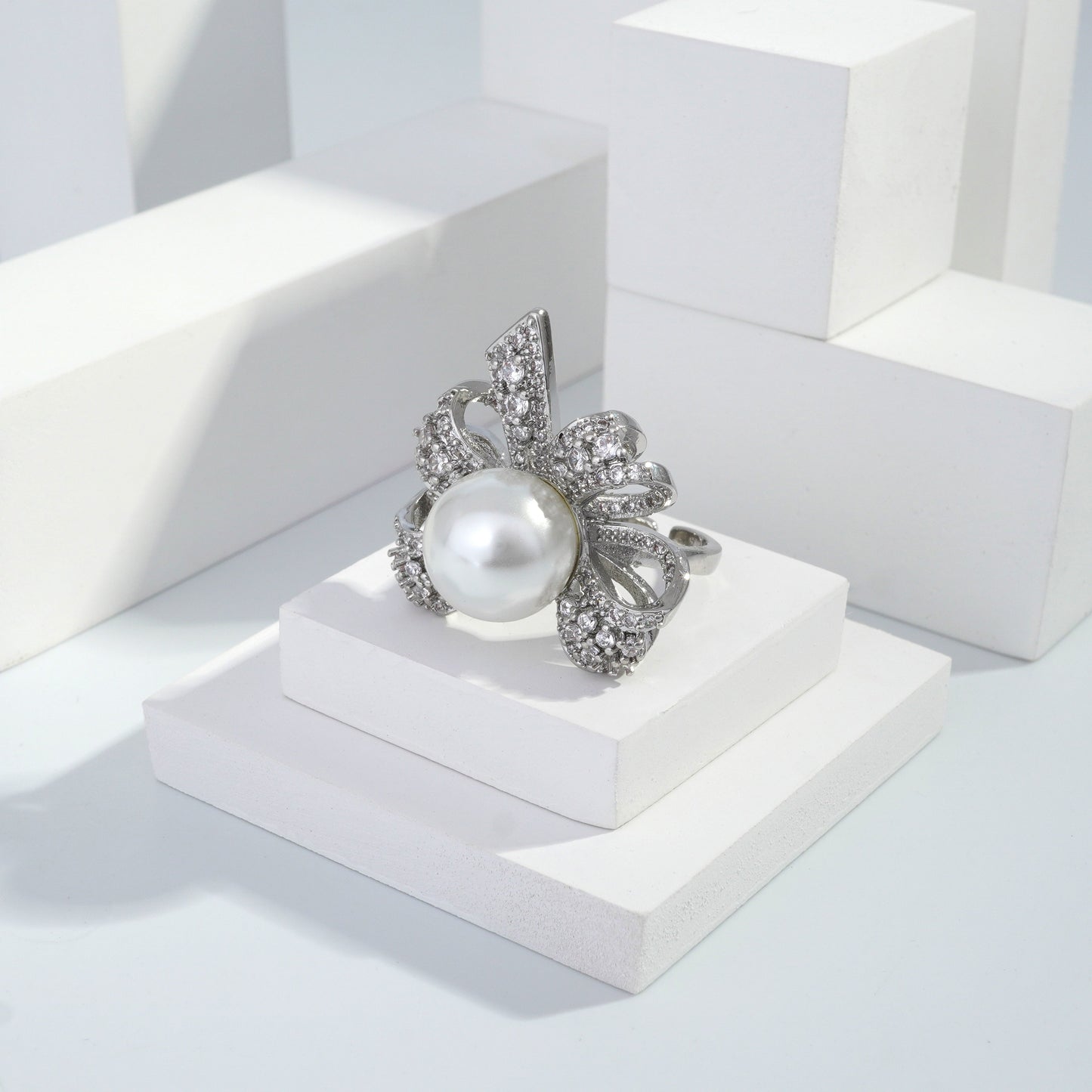 jewelvyn Silver plated studded with cubic  zirconia diamond Silver Ring