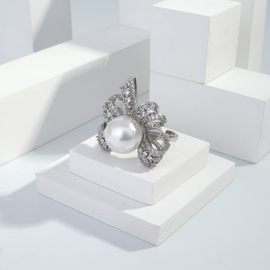 jewelvyn Silver plated studded with cubic  zirconia diamond Silver Ring