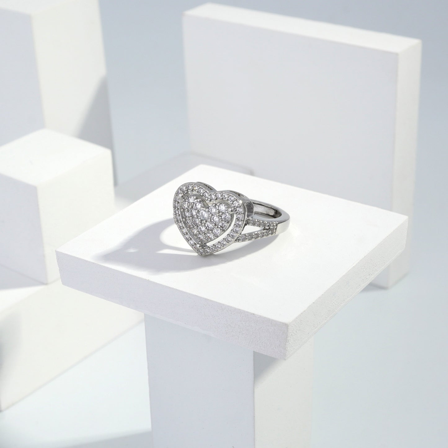 jewelvyn Silver plated studded with cubic  zirconia diamond Silver Ring