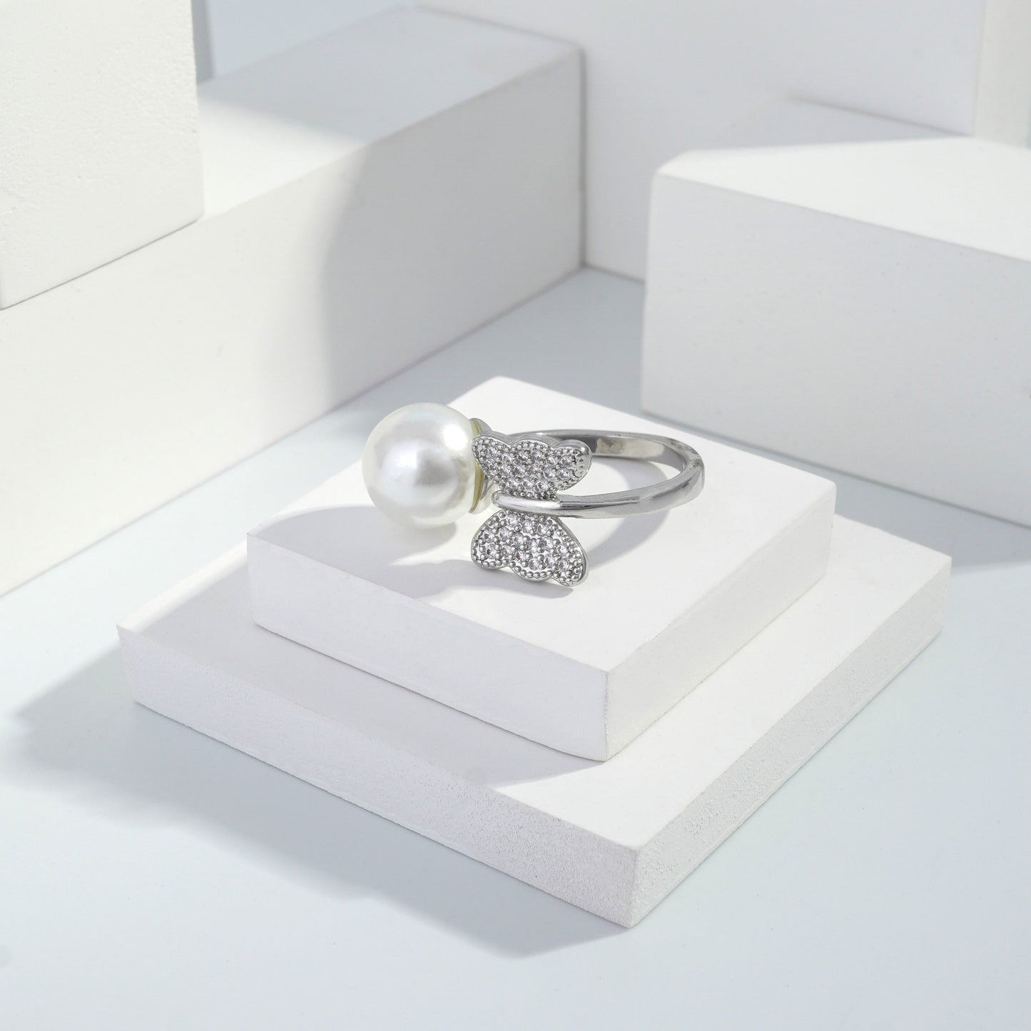 jewelvyn Silver plated studded with cubic  zirconia diamond Silver Ring