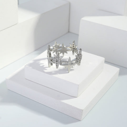 jewelvyn Silver plated studded with cubic  zirconia diamond Silver Ring