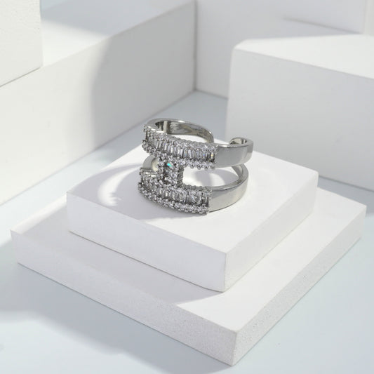 jewelvyn Silver plated studded with cubic  zirconia diamond Silver Ring