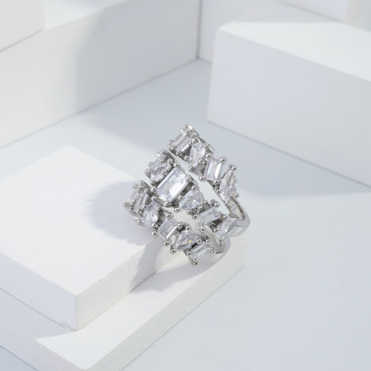 jewelvyn Silver plated studded with cubic  zirconia diamond Silver Ring