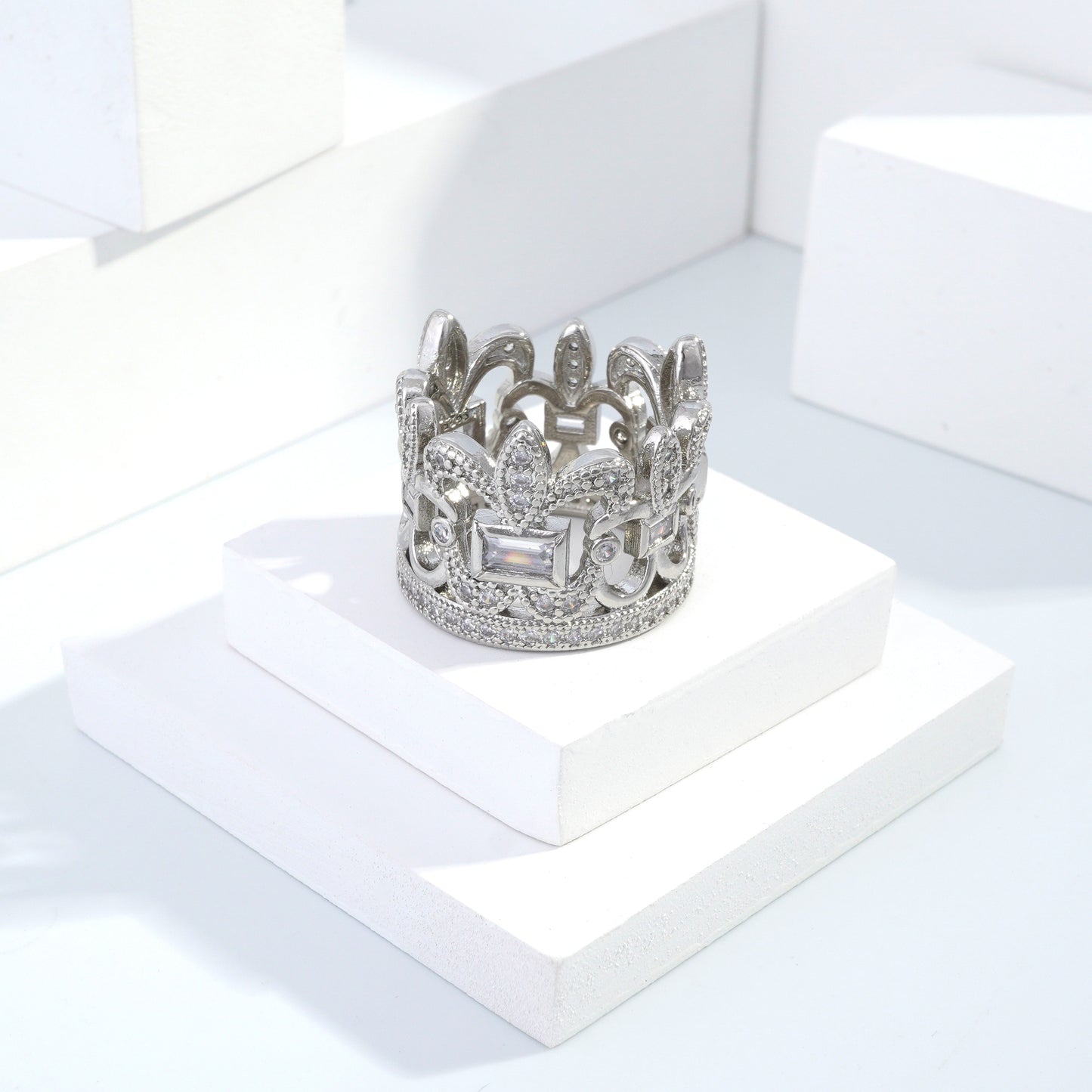 jewelvyn Silver plated studded with cubic  zirconia diamond Silver Ring