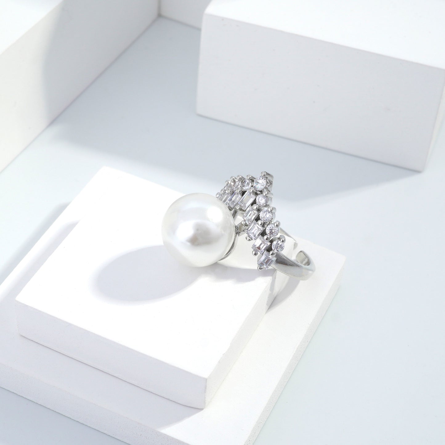 jewelvyn Silver plated studded with cubic  zirconia diamond Silver Ring