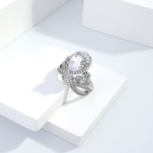 jewelvyn Silver plated studded with cubic  zirconia diamond Silver Ring