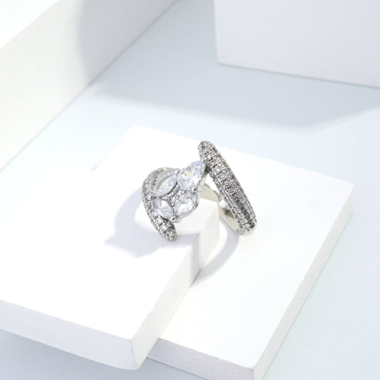 jewelvyn Silver plated studded with cubic  zirconia diamond Silver Ring