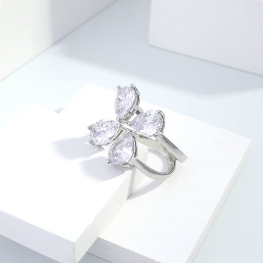 jewelvyn Silver plated studded with cubic  zirconia diamond Silver Ring
