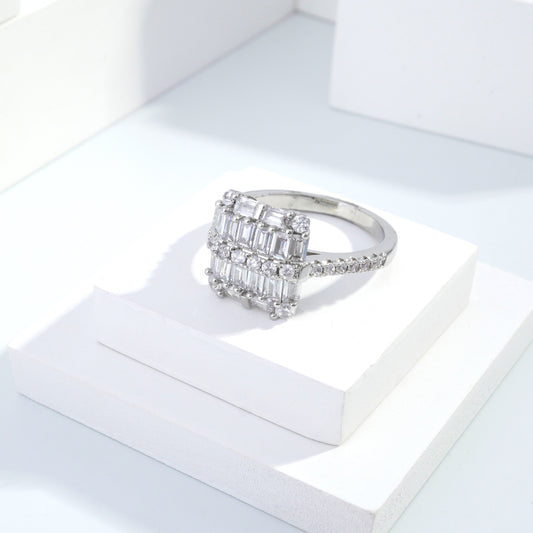 jewelvyn Silver plated studded with cubic  zirconia diamond Silver Ring