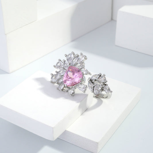 jewelvyn Silver plated studded with cubic  zirconia diamond Silver Ring