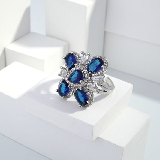 jewelvyn Silver plated studded with cubic  zirconia diamond Silver Ring