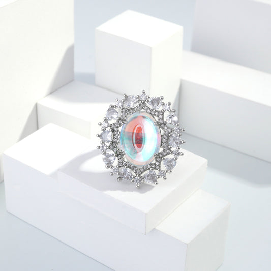 jewelvyn Silver plated studded with cubic  zirconia diamond Silver Ring