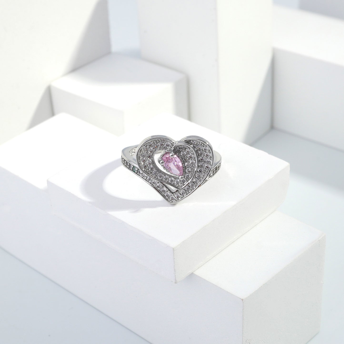 jewelvyn Silver plated studded with cubic  zirconia diamond Silver Ring