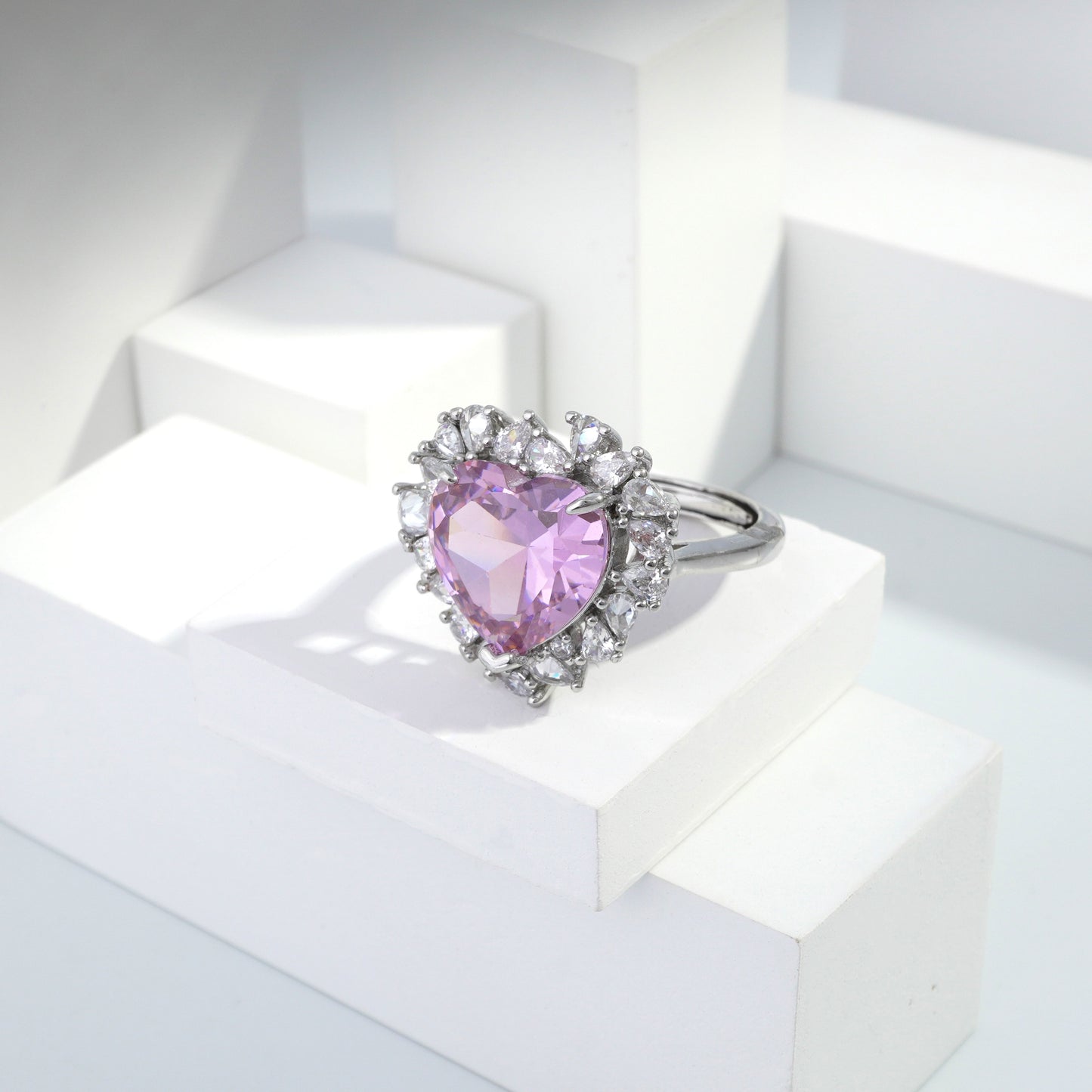 jewelvyn Silver plated studded with cubic  zirconia diamond Silver Ring