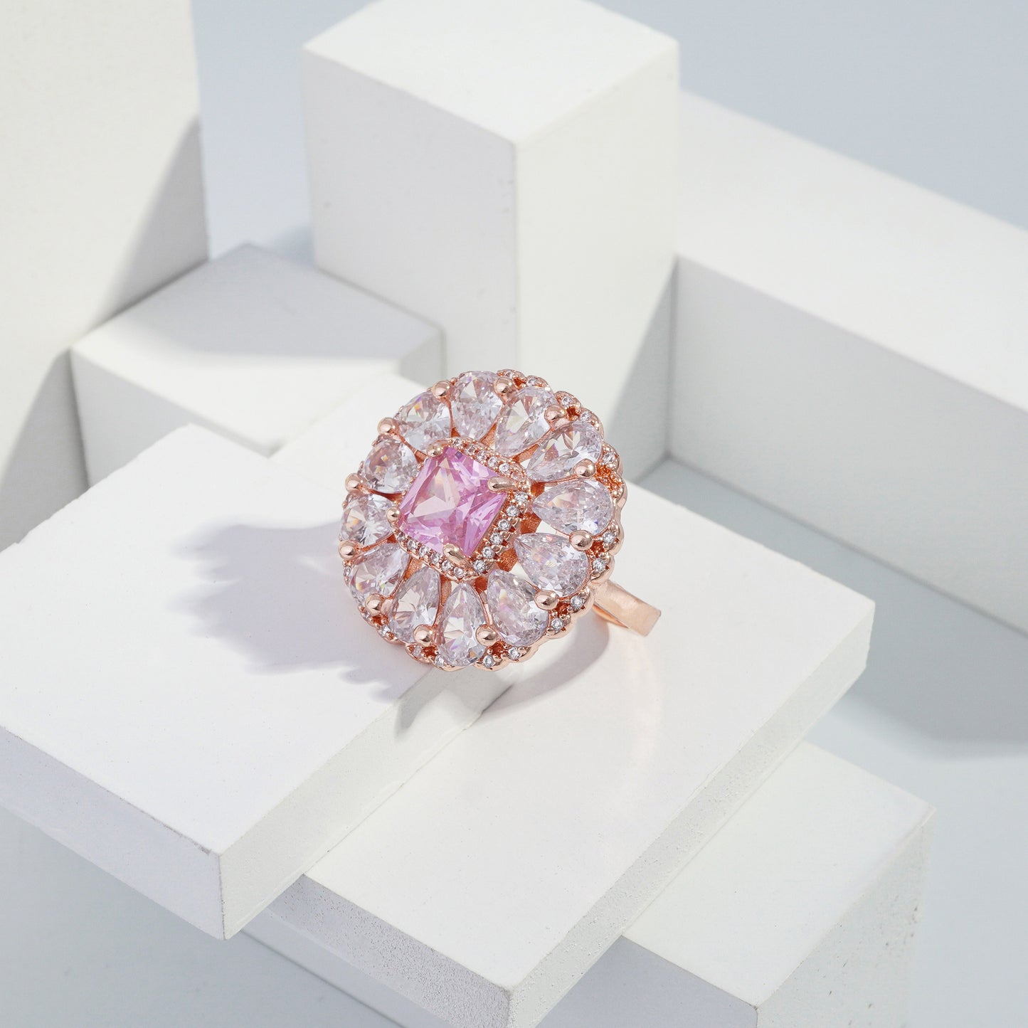 jewelvyn Rose Gold plated studded with cubic  zirconia diamond Ring