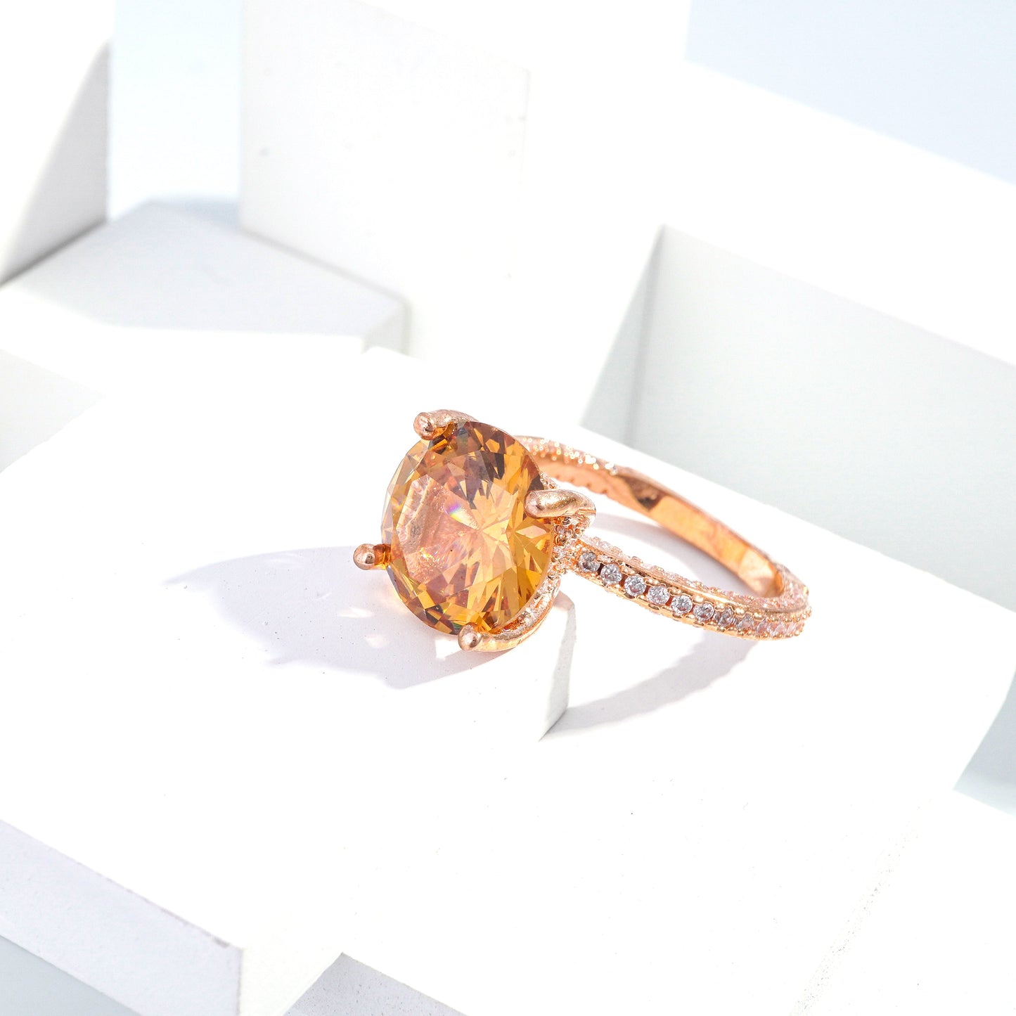 jewelvyn Rose Gold plated studded with cubic  zirconia diamond Ring