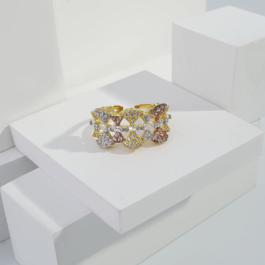 jewelvyn Gold plated studded with cubic  zirconia diamond Gold Ring