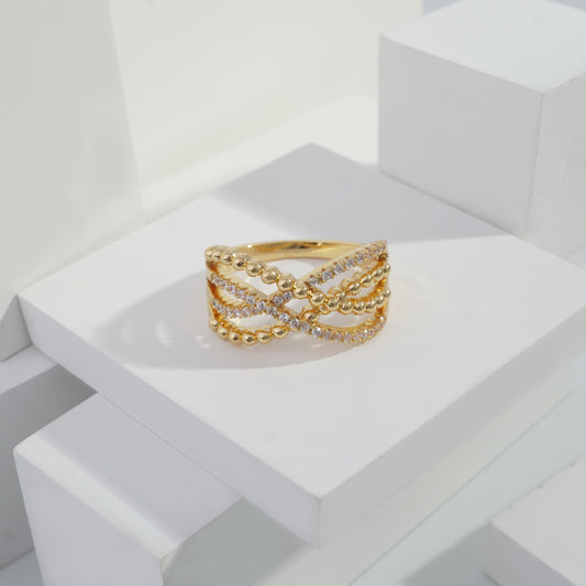 jewelvyn Gold plated studded with cubic  zirconia diamond Gold Ring